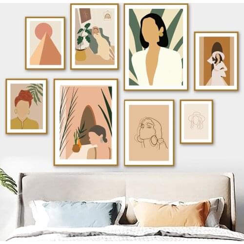 Boho Minimalist abstract Woman Line Pyramid Wall Art Print Canvas Painting Modern Nordic Poster Decor Pictures For Living Room