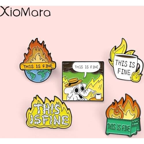 Protect Environment Enamel Pin Custom Elephant Coffee Cup Funny Humor Brooch Lapel Badge Bag Cartoon Animal Jewelry Gift For Kid