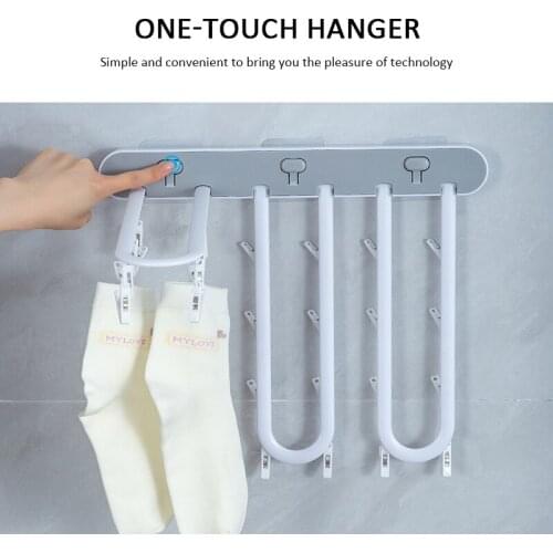 Household Foldable Multi-Clip Hanger Underwear Sock Dryer Gadget Student Child Clip Hanging Clothes Rack Plastic Drying Rack