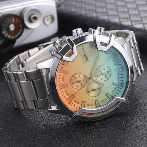 Brand Watches Men Steel strip Quartz Sport Clock Business Multiple time zones Chronograph wristwatch Relogio Masculino