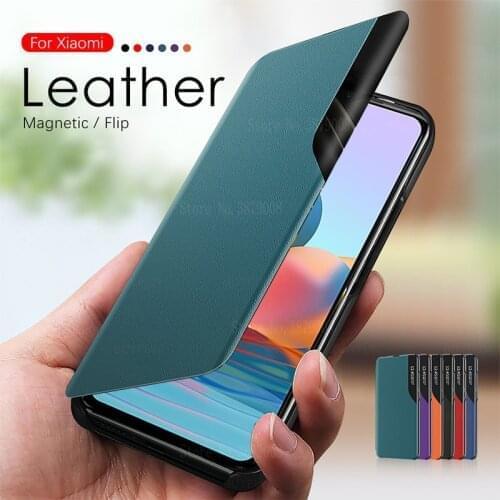 Leather Smart Window View Flip Cover Case For xiaomi redmi note 10 pro note10 pro redme note10pro Magnet Stand Coque phone shell