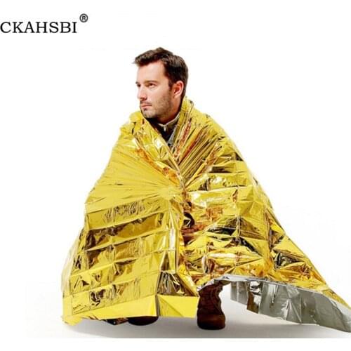 CKAHSBI Outdoor Water Proof Emergency Survival Rescue Blanket Foil Thermal Space First Sliver Rescue Curtain Military Blanket