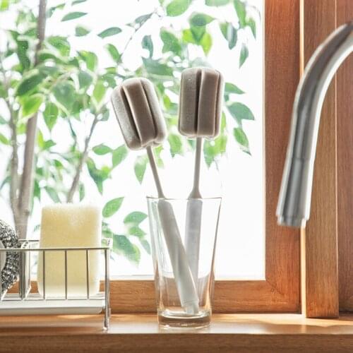 Long handle cups brushes foam sponge glass cleaning brush for household uses kichen accessories