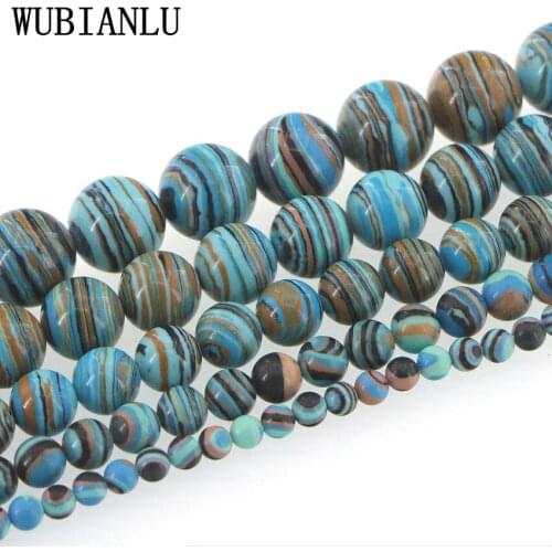 4-14mm Blue Peacock Turquoises Round Loose Beads For Jewelry Making Necklace Bracelet Semi-precious Stone Accessories Fashion