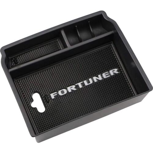 For Toyota Fortuner Hilux Innova Revo AN120 AN130 AN160 2016 Car Central Armrest Storage Box Center Console Flocking Organizer