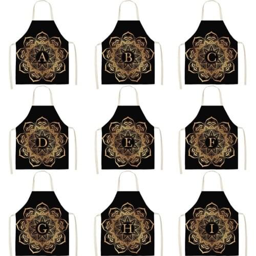 Bohemian mandala golden letters apron aprons for woman black apron smock linen apron apron kitchen baking accessories maid apron
