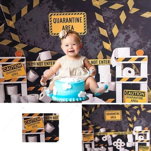 Architecture Construction Backdrop Excavator Boy Baby Birthday Party Caution Quarantine Area Photography Background Photo Studio