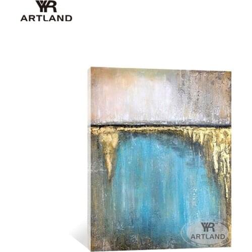 Guadro Wall art craft for home decoration Hand drawn acrylic oil painting on canvas gold foil abstract landscape for living room