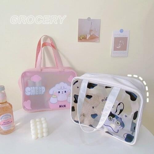 Korean Cosmetic Bag Ins Large Capacity Cosmetic Storage Bag Pvc Waterproof Travel Portable Portable Toilet Bag