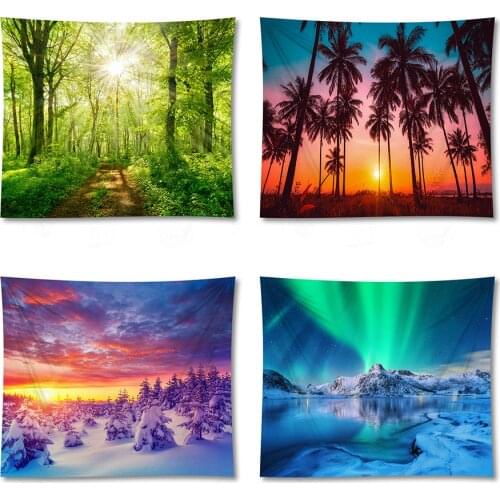Beautiful Scenic Curtain Table Cloth Landscape Wall Hanging Tapestry Yoga Mat Living Room Decor Bohemian Background