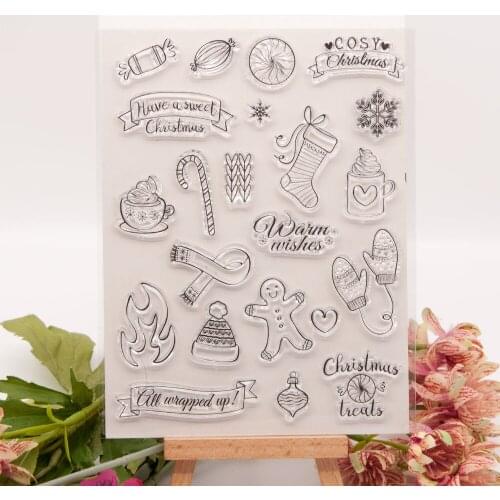 Sweet Cosy Christams Rubber Transparent Stamps and Metal Cutting Dies Embossing DIY