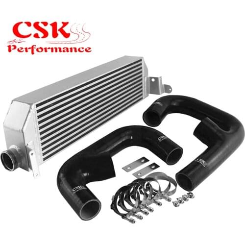 Upgrade FMIC Silver Aluminum Twin Intercooler with Black/Blue/Red Hose Kit Fits For Volkswagen Golf R GTI MK7 Audi S3 8V