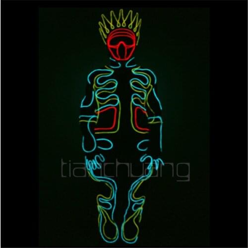 TC-53 Programming Men fiber wire light suit LED robot suit Clothing luminous dance costumes LED Robot dj disco bar party suits
