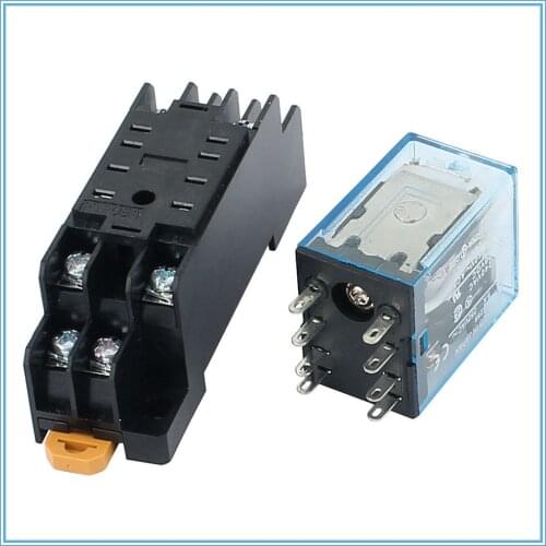 MY2P HH52P MY2NJ 12V 24V DC / 110V 220V AC coil general purpose DPDT micro mini relay with socket base