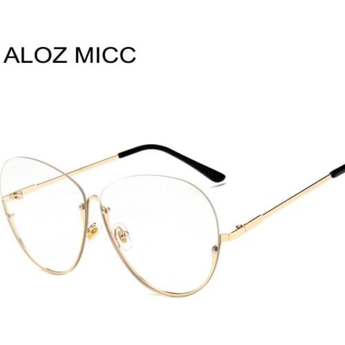 ALOZ MICC Fashion Half Frame Glasses Frame Women Men Oversized Metal Glasses Frame Gold Silver Black Men Eyeglass Q754