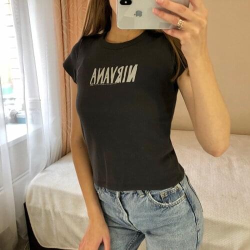 Casual Women Soft Cotton O Neck Slim T-shirt 2021 Summer Fashion Ladies High Street T-shirt Female Vintage Letter T-shirt Top