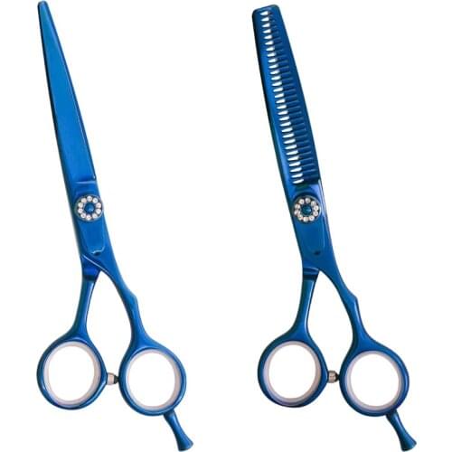 5.5 Inch Blue Profession Scissor Hairdressing Hair Scissors Set Tool