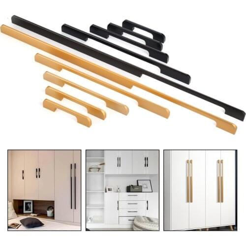 American Style Furniture Handle Black Aluminum Alloy Cabinet Handles, Cupboard Door Drawer Knobs, Handle Kitchen Hardware