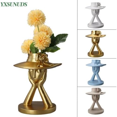 Nordic Resin Home Vase Decor Abstract Character Flower Arrangement Ornaments Vase Living Room Decoration Crafts Ornaments Gifts