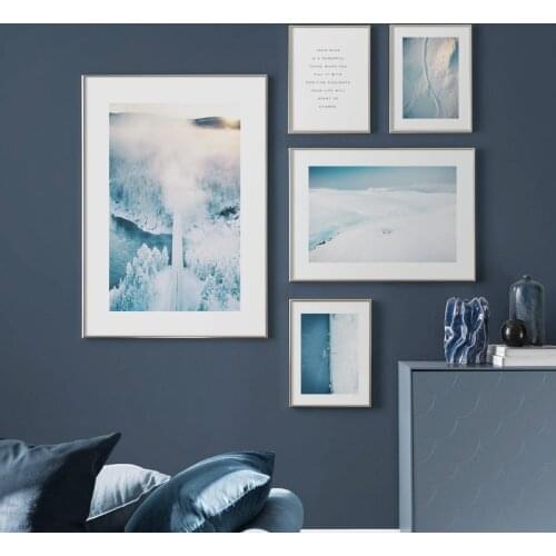 Snow House Road Bridge Forest Tree Quotes Wall Art Canvas Painting Nordic Posters And Prints Wall Pictures For Living Room Decor