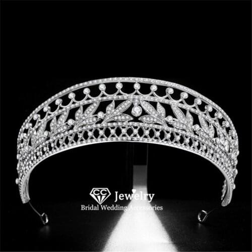CC Tiaras and Crowns Wedding Accessories for Women Bridal Hairband Pageant Diadem Leaf Shape Princess Crown Headdress CZ HS53