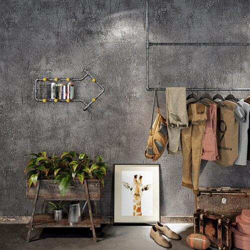 Vintage Industrial Plain Solid Wallpaper For Home Decor Embossed Faux Concrete Walls Gray Color Wall paper Rolls For Cloth Shop