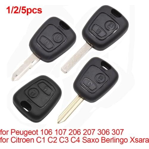 X Autohaux 2 Buttons Uncut Insert Key Fob Case Remote Control Shell Replacement Car Key Case for Peugeot 106 107 206 207 306 307