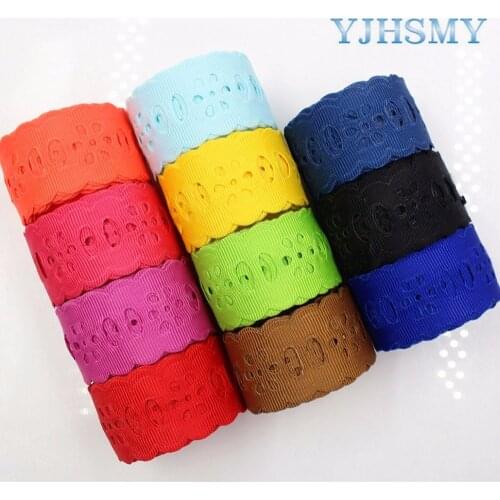 YJHSMY D-17703-954,10 yards, hot sale 28 mm hollow Flowers solid Grosgrain Ribbon,DIY handmade materials,Clothing accessories