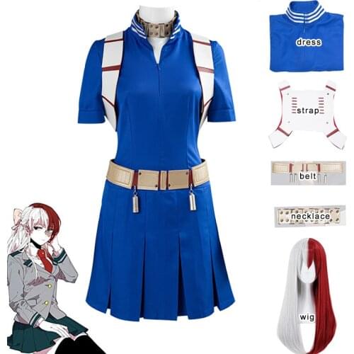 My Hero Academia Boku No Hero Academia Todoroki Shoto Cosplay Girls Dress Necklace Wig Woman Girl Skirt Headwear School Uniform