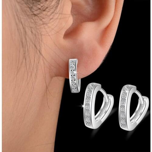 Small Hoop Earrings for Women Silver Color Cz Zircon Hoops Earing Jewelry Birthday Gift for Women Fine Jewelry