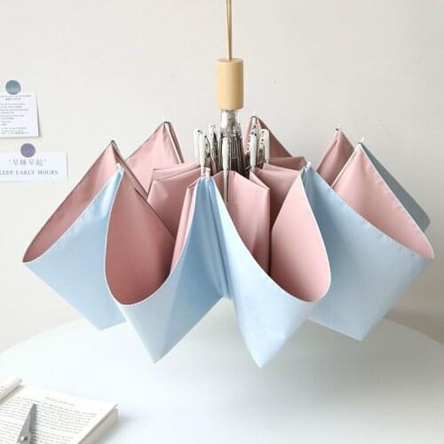 Womens Umbrella Elegant Color Coating Sun Parasol Outdoor Sunscreen UV Protection Folding Umbrella Rain Women Travel parapluie