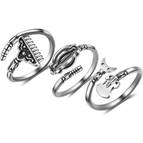 Personality temperament popular retro wild creative weapon opening female models silver plated rings SA094
