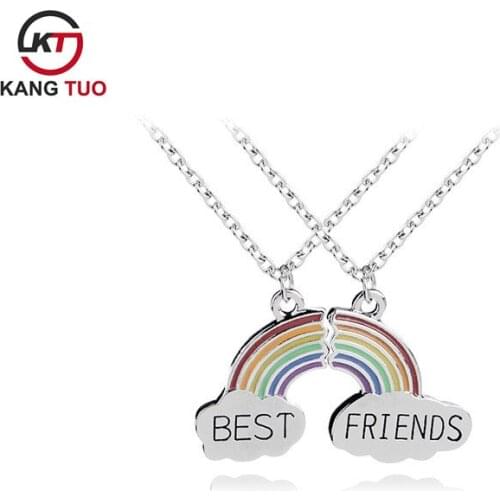 Popular Best Friends Necklace Forever Pendant Rainbow BFF Necklaces&Pendants For Women 24sets/lot