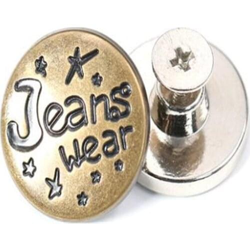 1lot= 4 pieces diy sewing accessories Adjustable seam-free jeans button, round nail-free removal of metal buttons 17mm