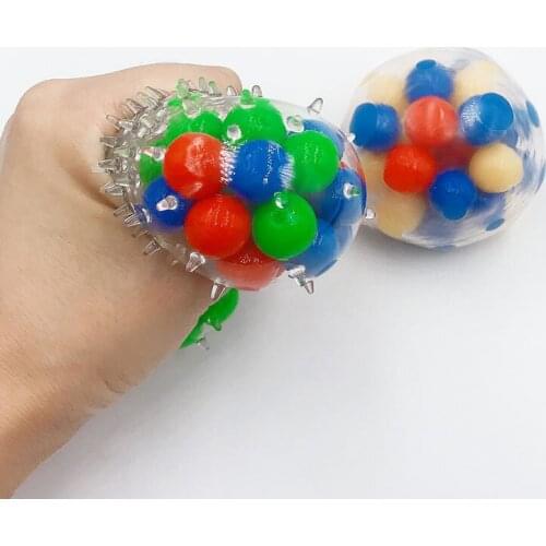 1Pcs Squeeze Ball Toy Colorful Beads Relieve Stress Hand Exercise Tool for Kids Adults 6cm