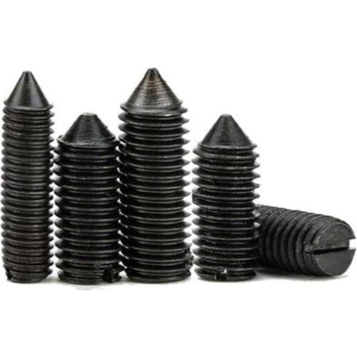 2pcs M16 Slotted tip end set grups screw one word cone type tight grup bolts machine meter bolt black color GB71 4mm-30mm long