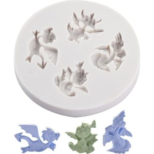 4 dinosaur flying dragon fondant silicone DIY cake decoration chocolate baking soft ceramic jewelry dripping mold