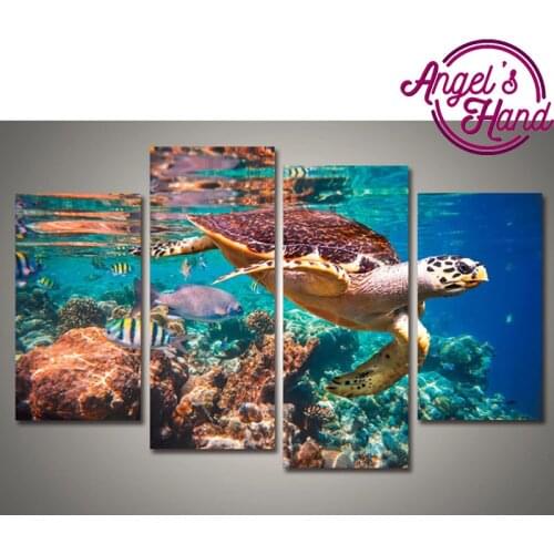 4 pcs diy Diamond Embroidery Sea turtle Diamond Painting Cross Stitch Underwater world Diamond Mosaic Embroidery Home Decoration
