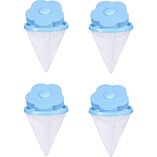 4pcs/set Floating Pet Fur Catcher Lint Filter Bag Reusable Pet Hair Catcher Remover Tool for Washing Machine Household Tools