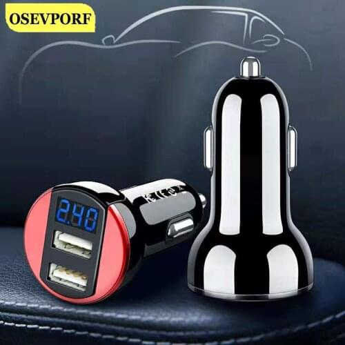 Car Dual USB Charger With LCD Display Fast Charging for iPhone 12 X Samsung Huawei in Car Quick Charge Cigarette Lighter Adapter
