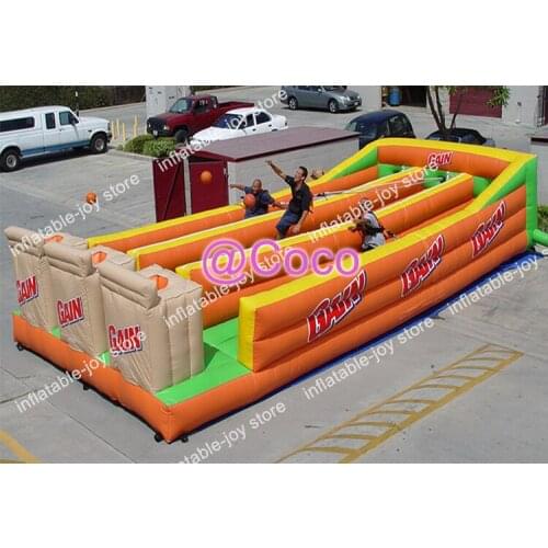 Free ship to sea port,11*5m inflatable bungee run game,3 players bungee run,outdoor team building activities with basketball