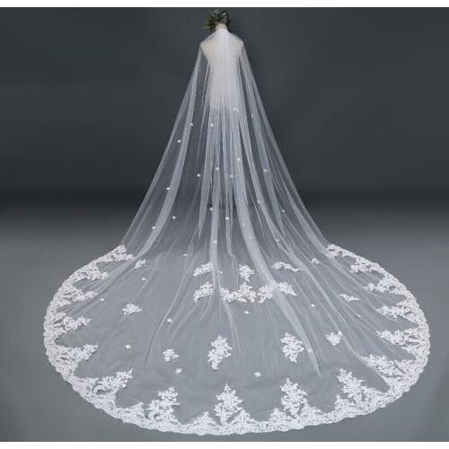 BRITNRY New Arrivals Ivory Wedding Veils Long Lace Edge Bridal Veil with Comb Wedding Accessories Bride Mantilla Wedding Veil