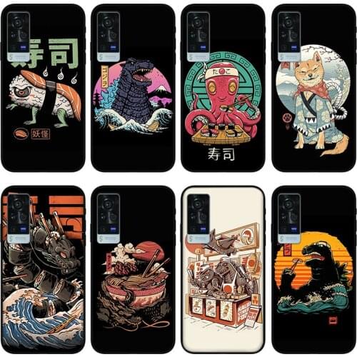 Monster sushi Phone case for vivo x60 pro plus x50 s7 s9 x30 x27 s9e, Protective silicone case for vivo iqoo 7 z3 neo 3 5