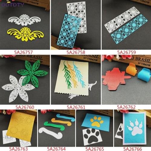 Blooming Flower Grid Paw Print Cutting Dies Stencil DIY Scrapbooking Photo Album Card Embossing Craft Weeping Willow