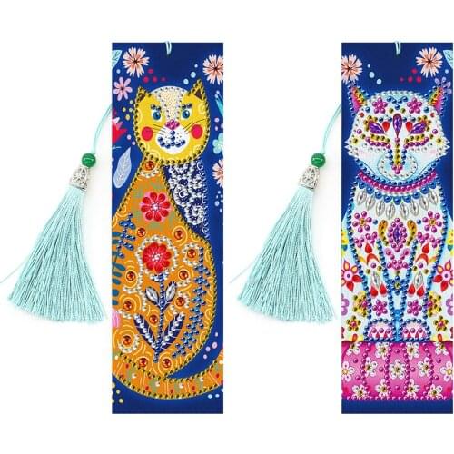 DIY Special Shaped Diamond Bookmarks Hot Selling Durable Simple Multi-function Painting Leather Tassel School Stationery