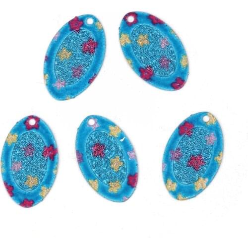 DoreenBeads Copper Enamel Painting DIY Charms Pendant Multicolor Heart Grid Checker Blue Oval Flower Filigree Stamping, 10 PCs