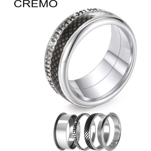 Cremo Enamel Rings Vintage Wedding Band Stainless Steel Ring Bijoux Interchangeable Layered Arctic Symphony Ring Femme Bijoux