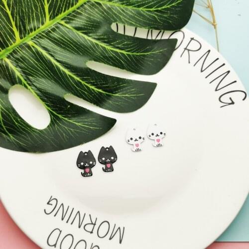 10PCS Enamel Cats Charms Pendants Spray-painted Love Kitten Floating Charms Fit DIY Jewelry Necklace Bracelet Finding Cute YZ757