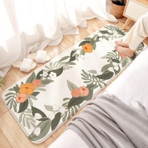 Flocking Kitchen Mat Home Entrance Doormat Hallway Bedroom Living Room Decoration Floor Carpet Balcony Bathroom Anti-Slip Rug