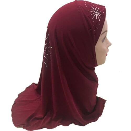 Headscarf With Rhinestones Women Hijab Jersey Scarf For Muslim Girl Children Hijab Underscarf New 2021 Tubans Woman Bonnets